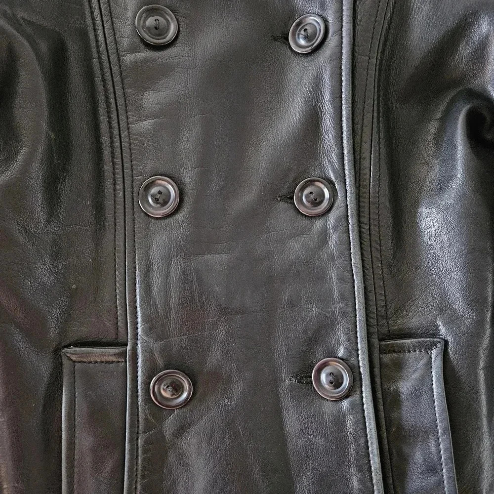 Rudsak Vintage Women's Double Breasted Moto Leather Biker Jacket Black Small. - Picture 7 of 16